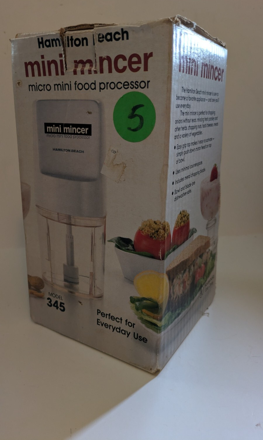 Hamilton Beach MINI MINCER Micro Food Processor White w/ Box Model 345 USA FLAW