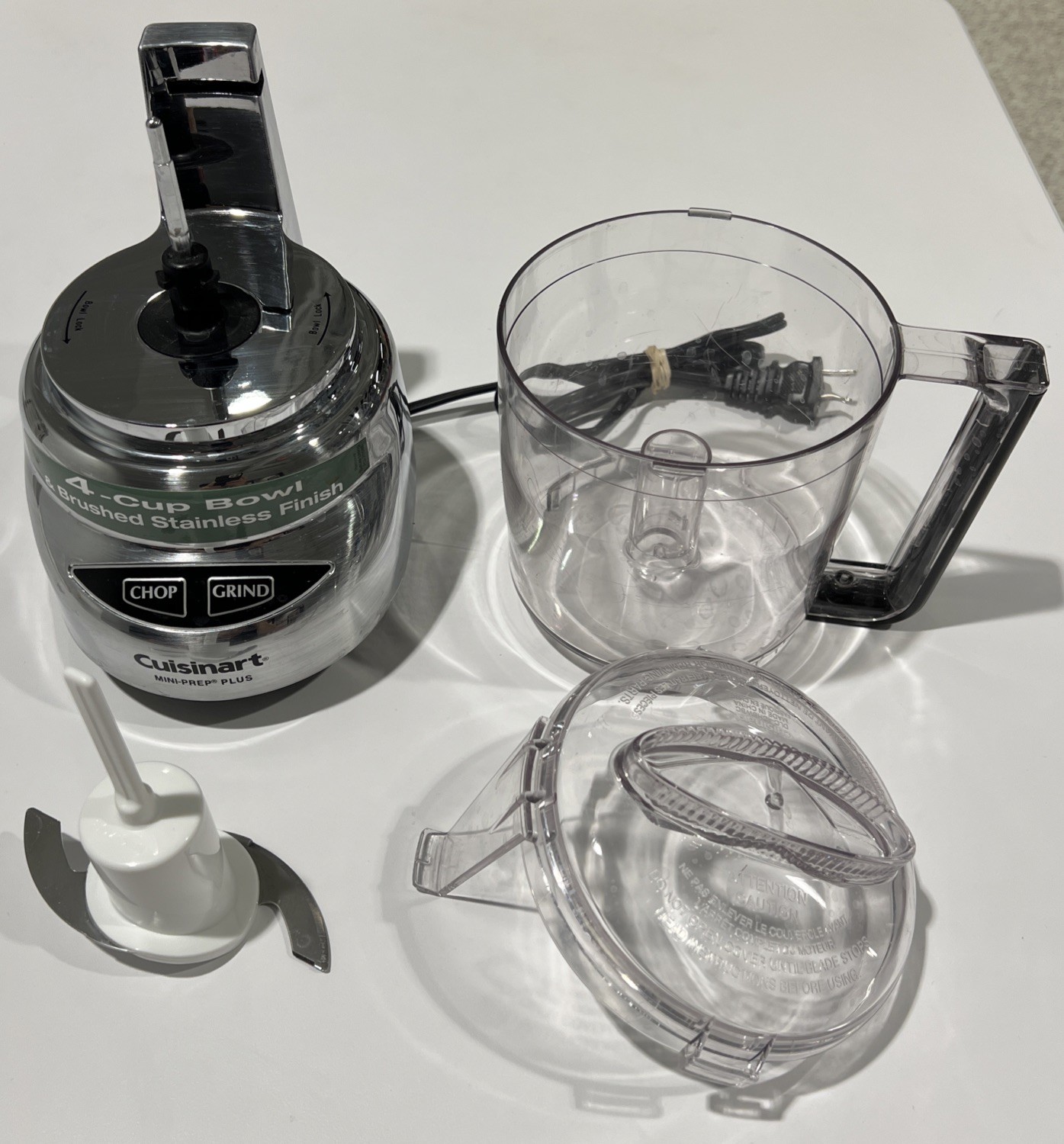 Cuisinart DLC-4CHB 1.70ft Mini-Prep Plus 4-Cup Food Processor Chrome Tested EUC