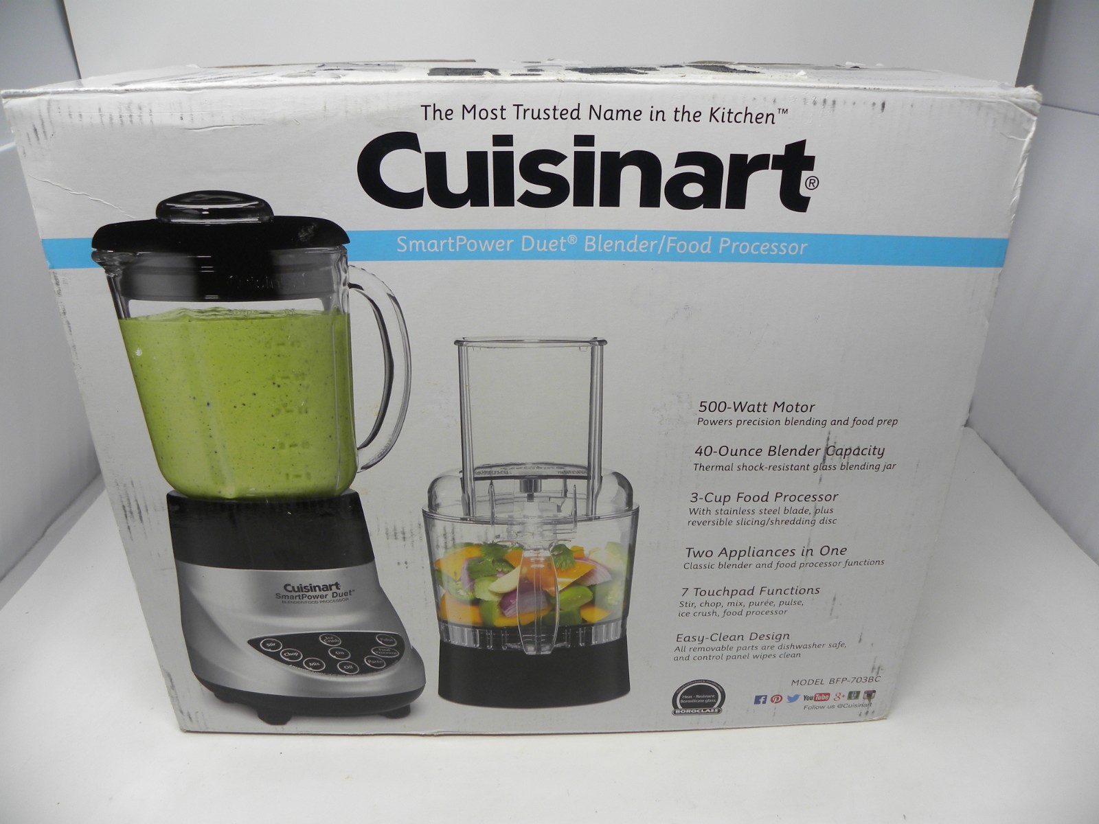 Cuisinart SmartPower Duet Blender & Food Processor 500W BFP-703BC Silver/Chrome