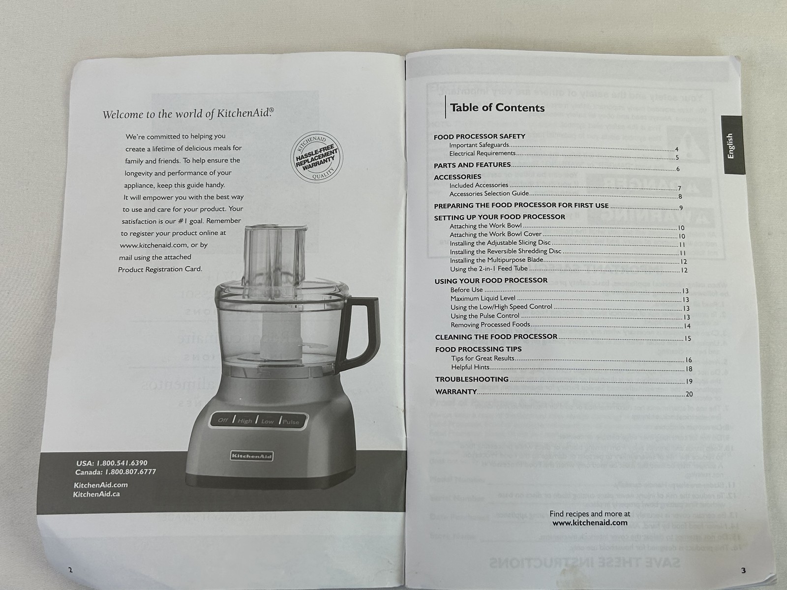 KitchenAid KFP0711 7-Cup Food Processor Instruction Manual Guide Only