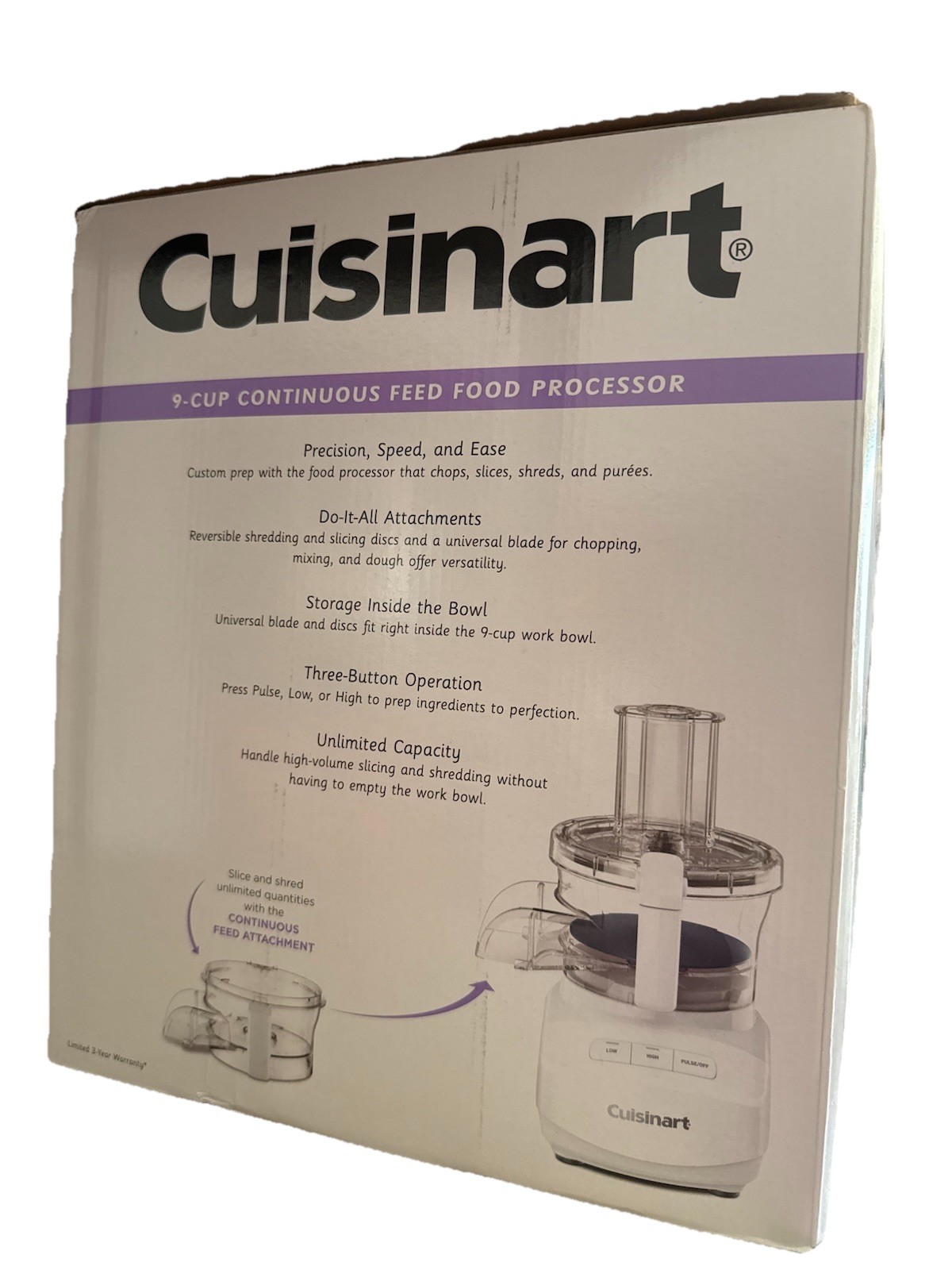 Cuisinart FP-9CF 9-Cup Continuous Feed Core Food Processor – White NIB