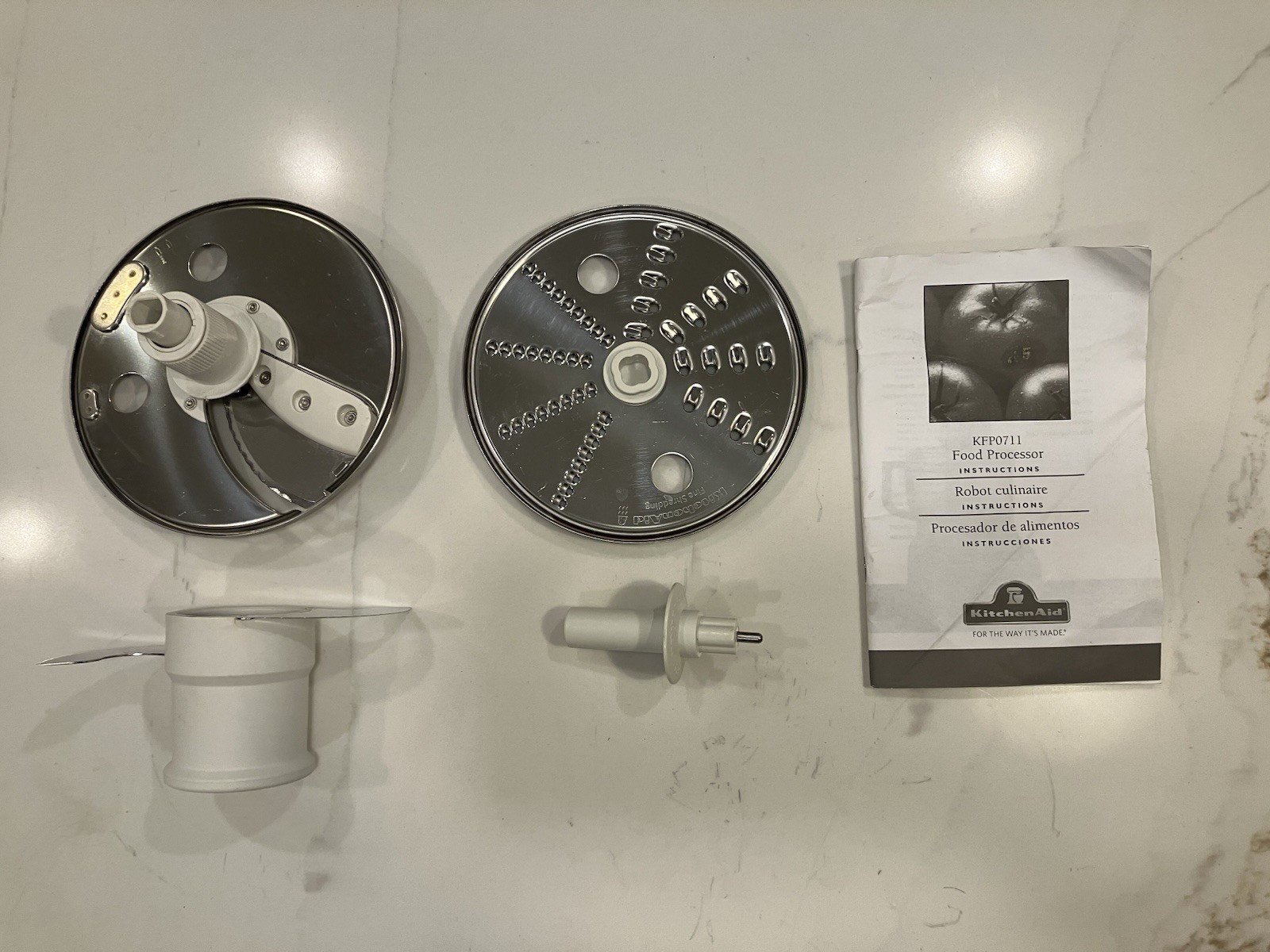 KitchenAid KFP0711CU0 7 Cup S Blade Slice Shred Disc Set w/ Adapter OEM Nice