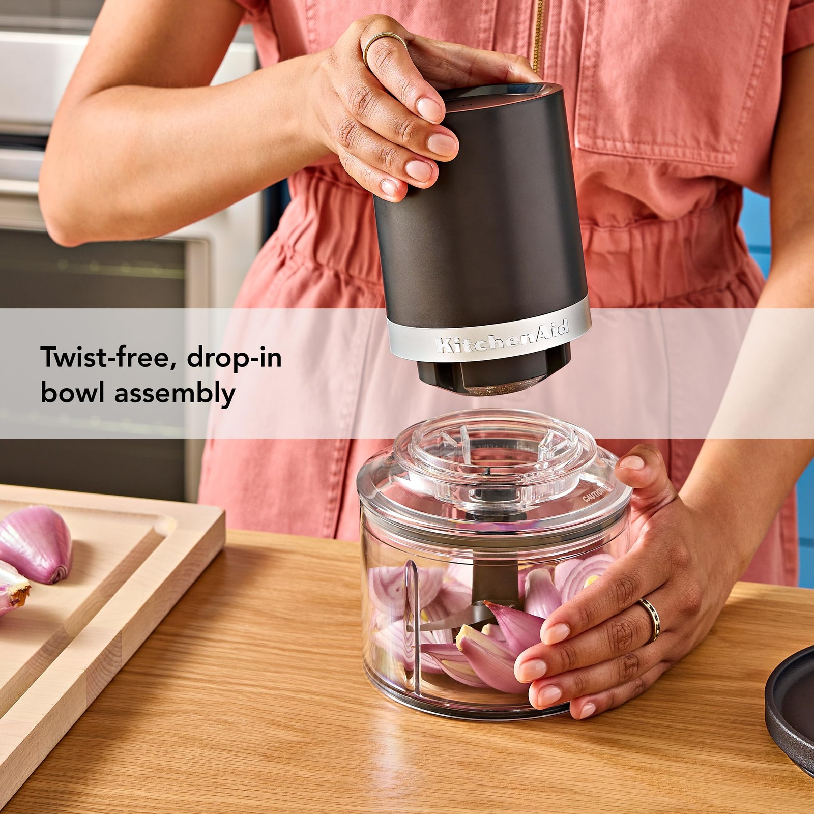 KitchenAid Go Cordless Top Down Chopper – battery included, KTCR351, Black Matte