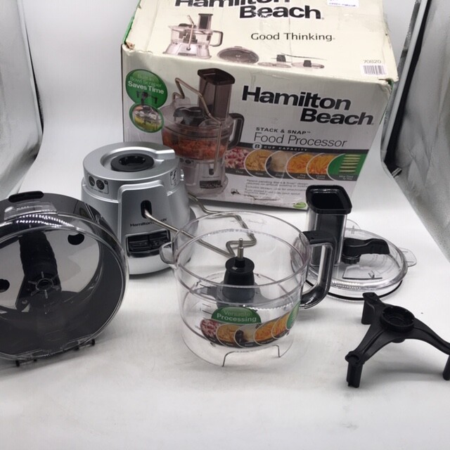 Hamilton Beach 70820 8 Cup Food Processor W/ Bowl Scraper 2 Speed Silver Blender