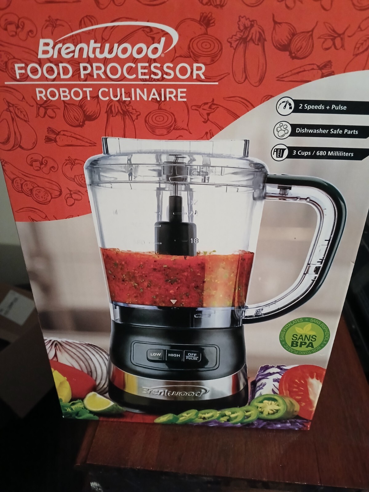 Brentwood Food Processor NIB 3 Cups, 2 Speed + pulse