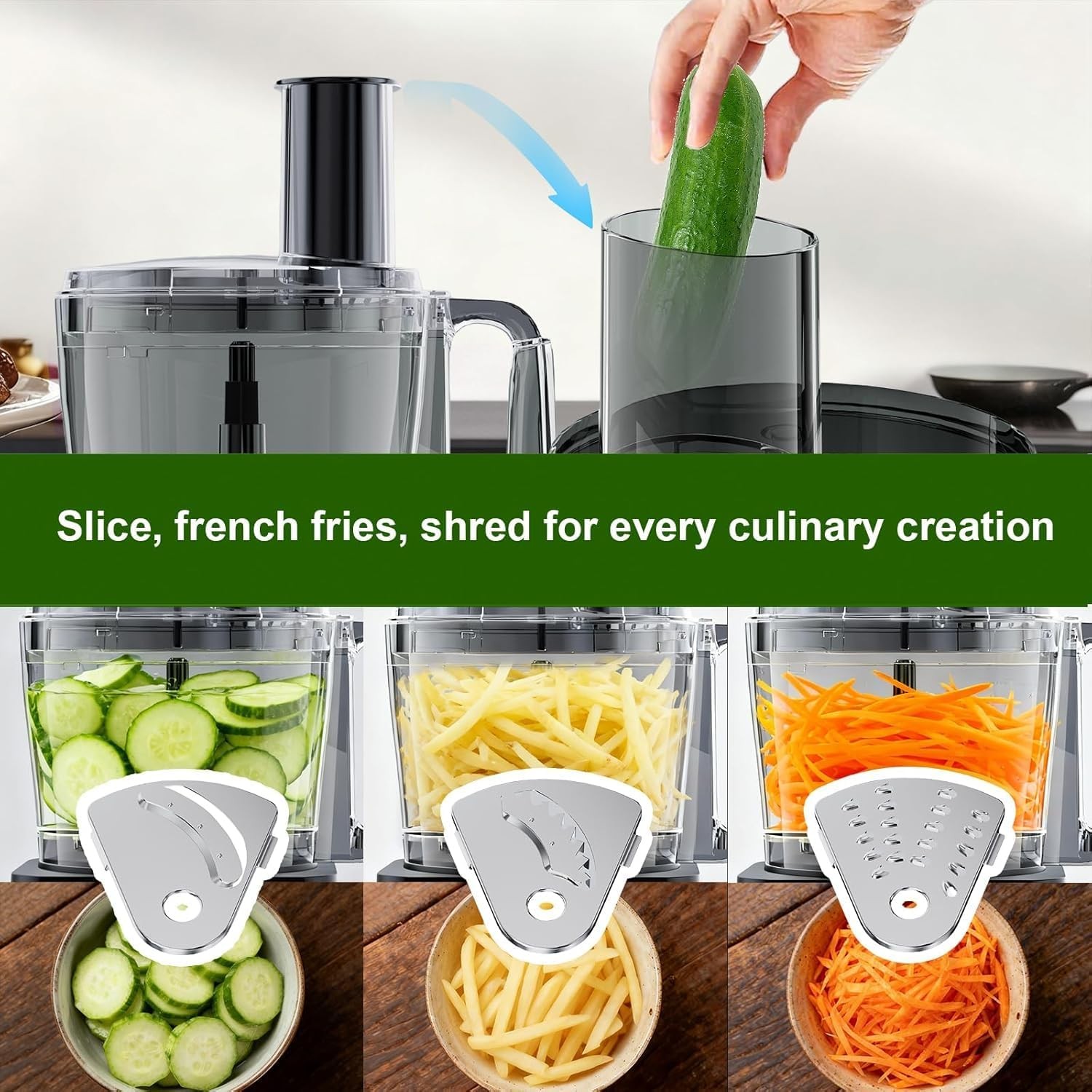 600W Food Processor Camic 6 Presets Chopping Slicing Dough Blender