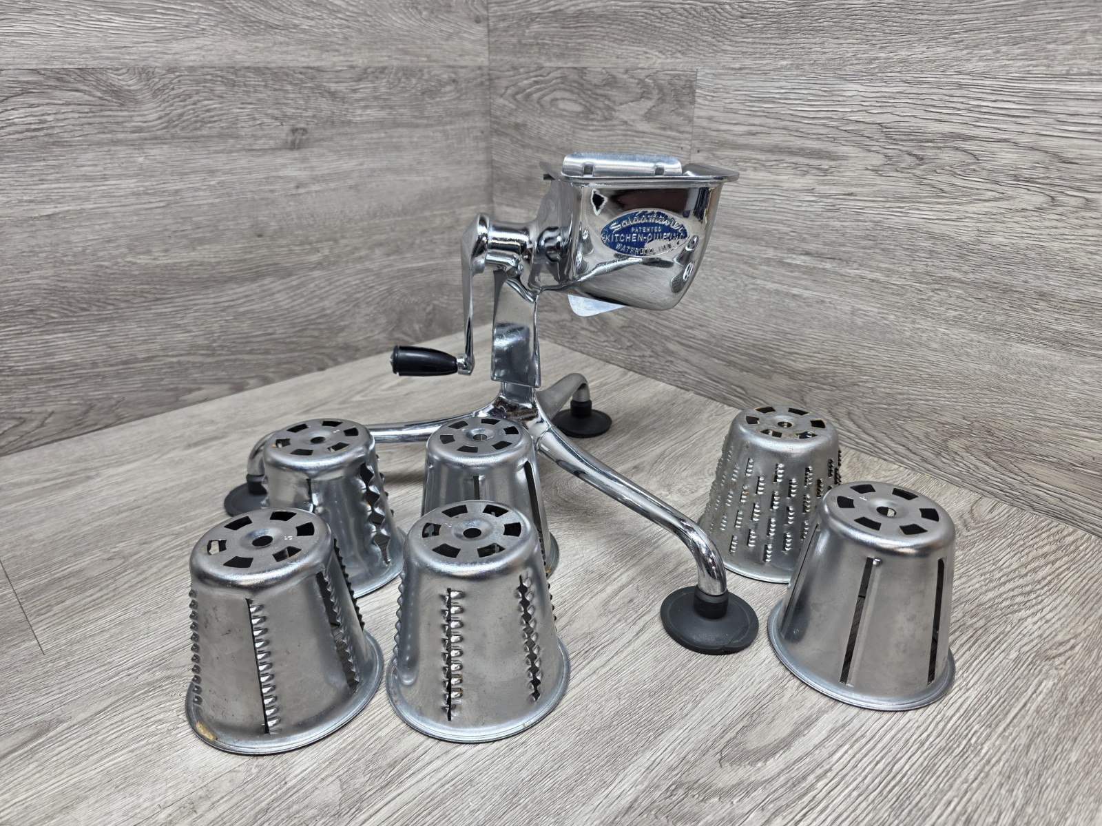 Saladmaster Vtg Five Star Food Processor Chopper Shredder Slicer 6 Cones READ!