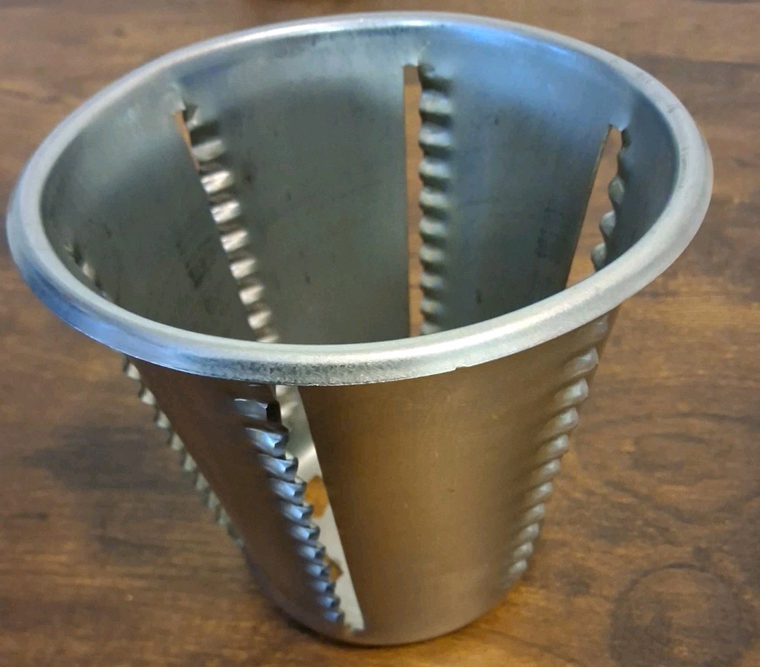 Lot Of 6 Saladmaster Food Processor Cups Cones Shredder Grater Grinder Chopper
