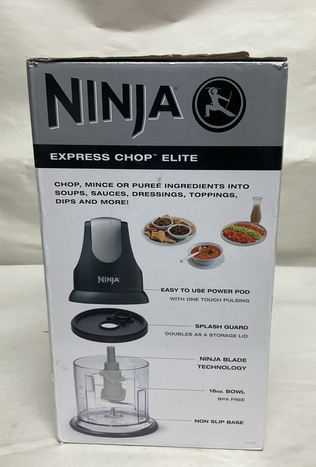 Ninja Food Chopper Express Chop, 16-Ounce Bowl for Mincing NJ100GR