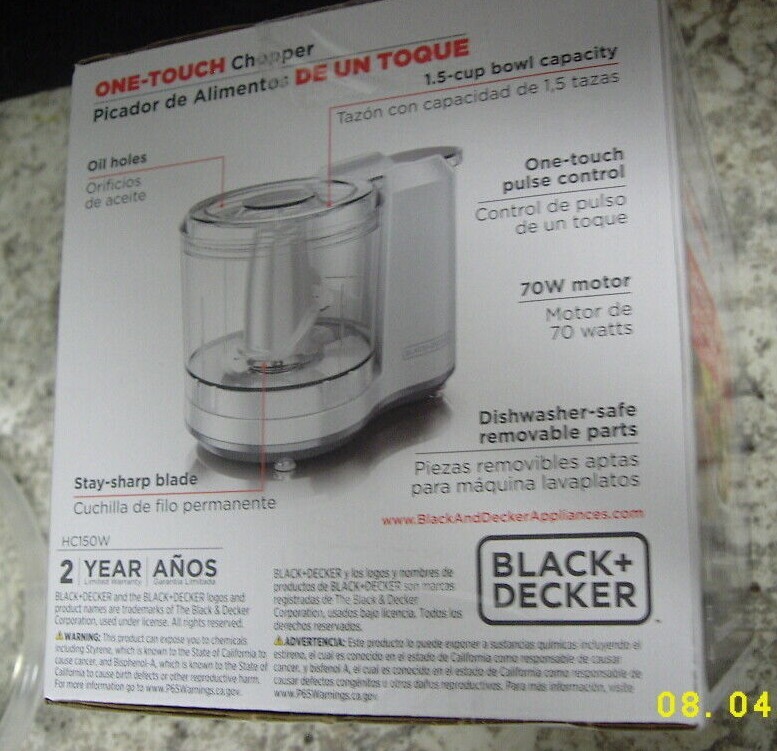 BLACK + DECKER One-Touch Chopper 1.5 Cup Capacity Food Processor NEW SEALED BOX