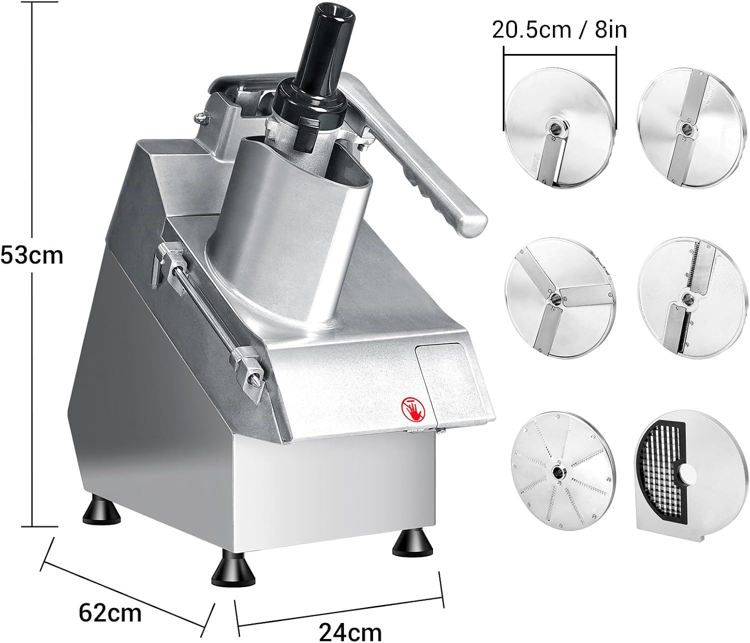 Commercial Vegetable Chopper with 6 Blades, Electric Food Processor for Slicing