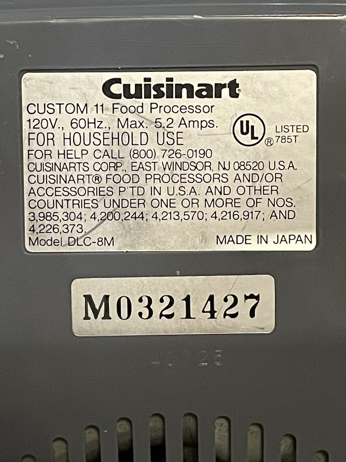 Cuisinart Food Processor Custom 11, Model: DLC-8M, Replacement Part Base Works