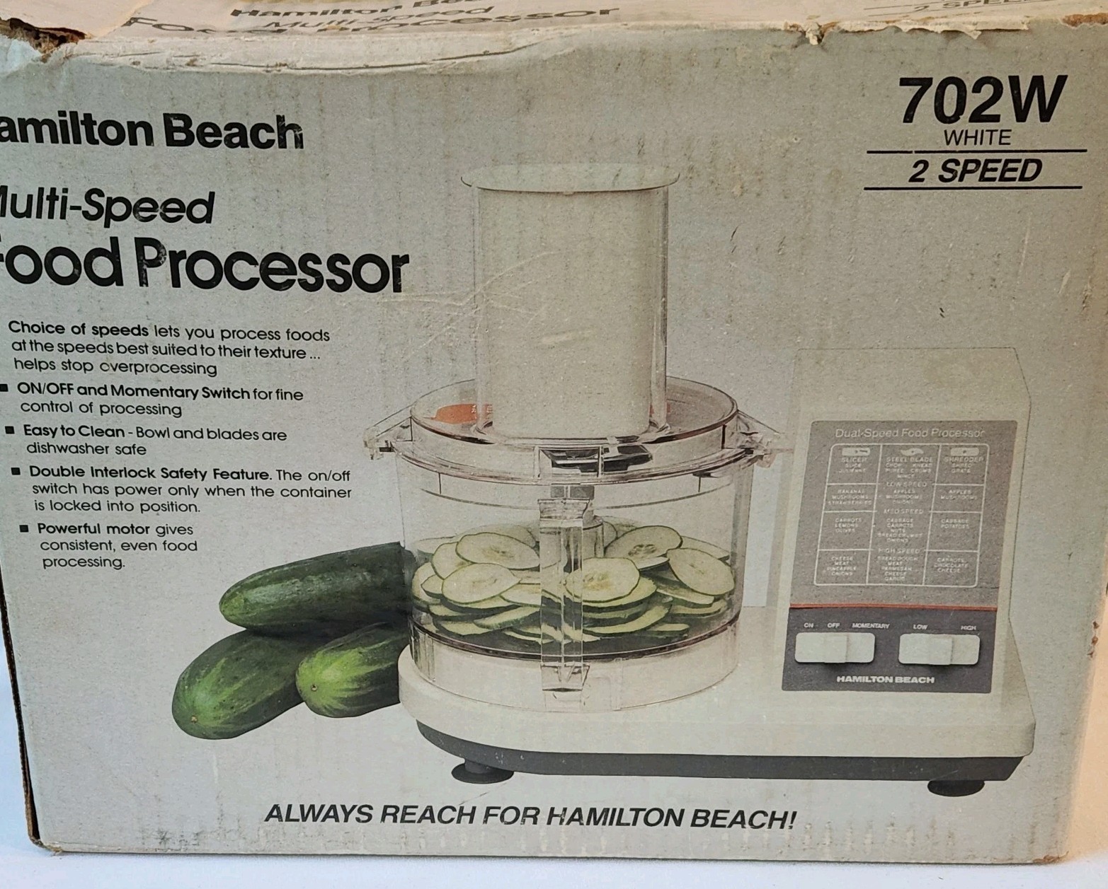 Vintage Hamilton Beach Multi-Speed Food Processor Model 702W New Open Orig. Box.