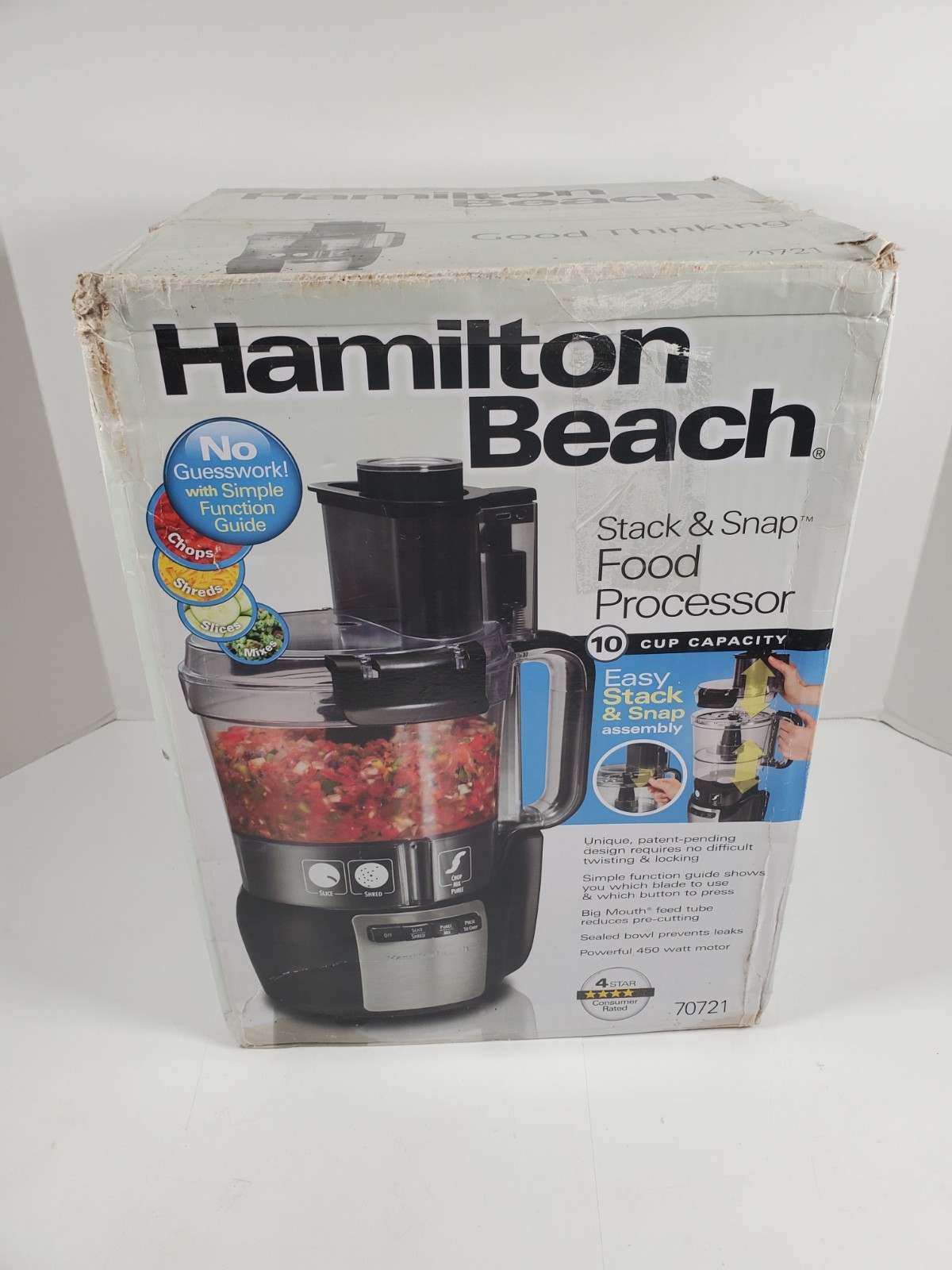 Hamilton Beach 70721 Stack and Snap Food Processor 10-Cup | Black NEW