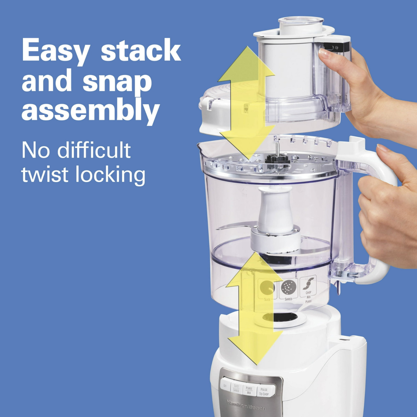 Hamilton Beach 12 Cup Food Processor and Chopper with Stack & Snap Design, White