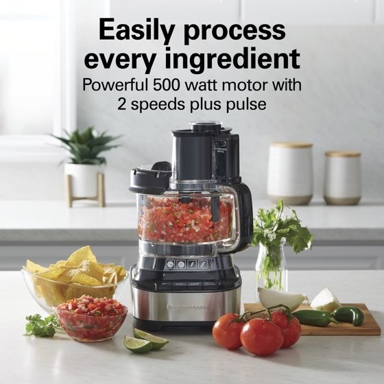 Hamilton Beach 10 Cup Food Processor and Chopper with Stack & Snap Design, Black