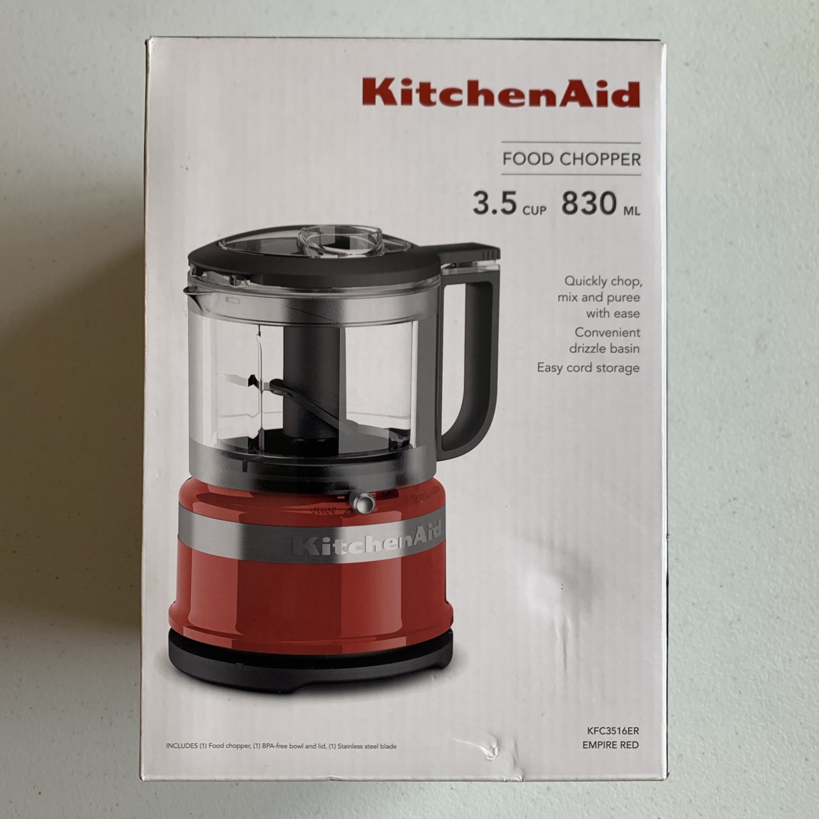 New KitchenAid KFC3516ER 3.5 Cup Mini Food Processor, Empire Red