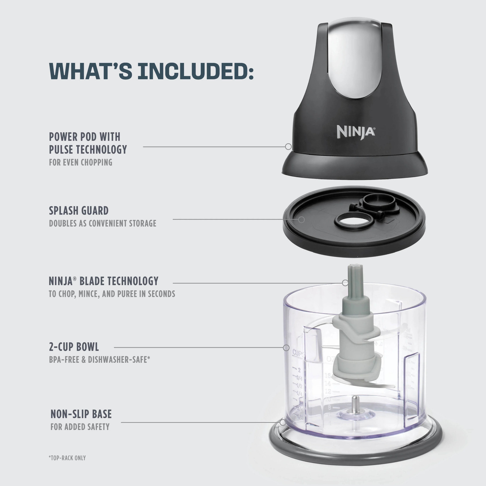 Ninja Express Chop 2-Cup Food Processor, NJ100WM Black