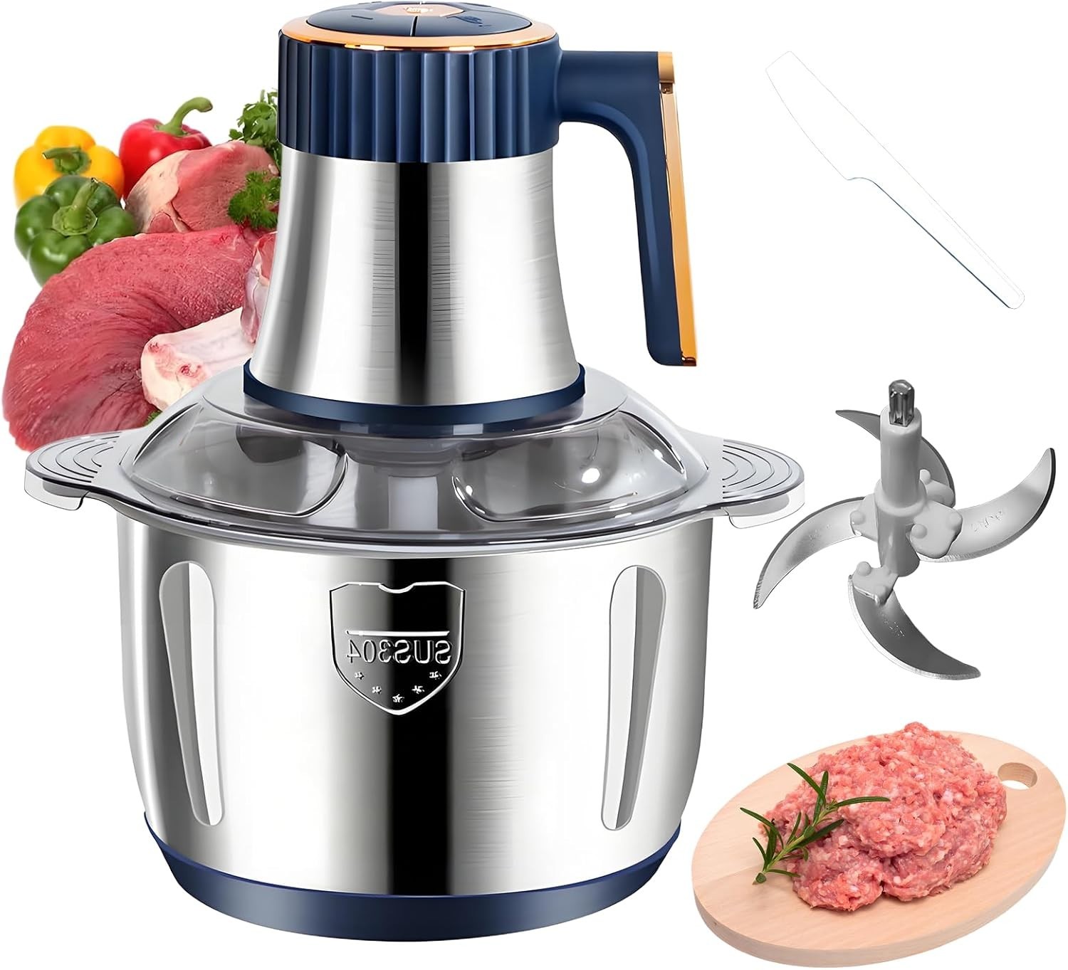 500W Electric Food Vege Chopper Food Processor Kitchen Meat Grinder Mixer 5L US