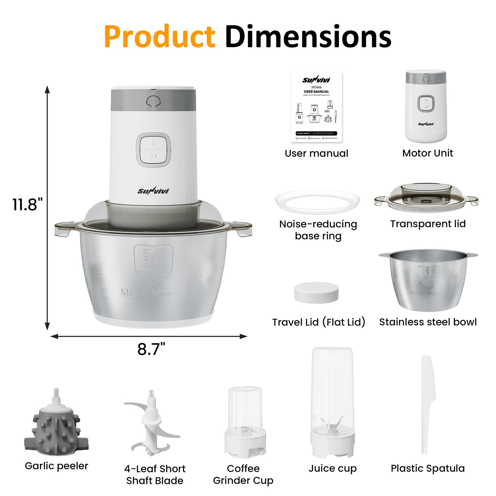 4-IN-1 Food Processor: Electric Chopper for Meat Grinder, Vegetable Chopper, …