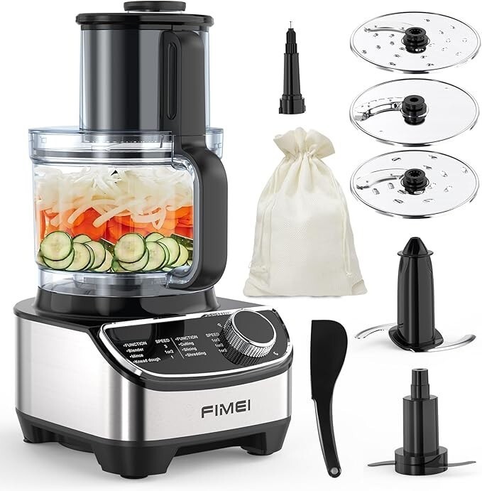 FIMEI 12-Cup Food Processor with Stainless Steel Blades, Unused