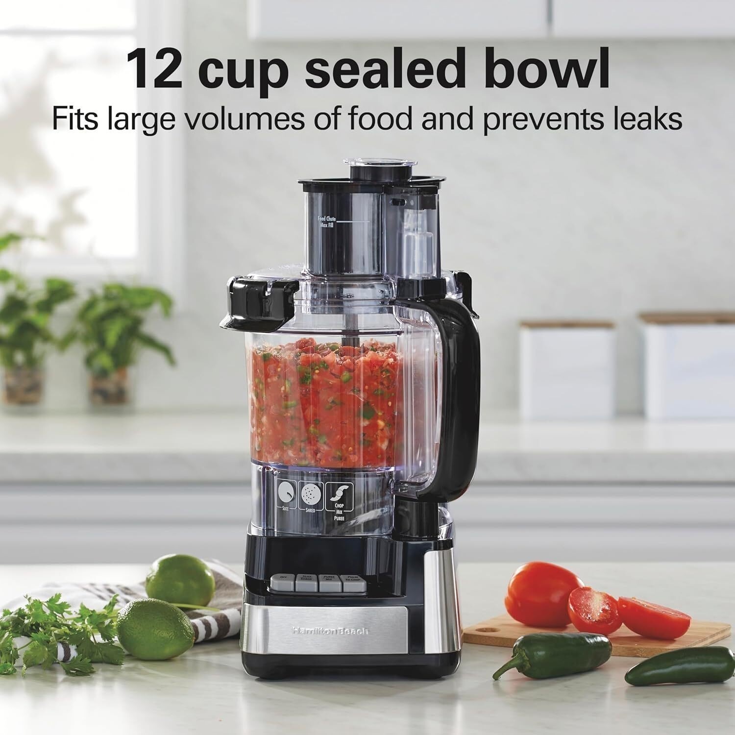 Stack & Snap Food Processor and Vegetable Chopper Stainless Steel Blades 2-Speed