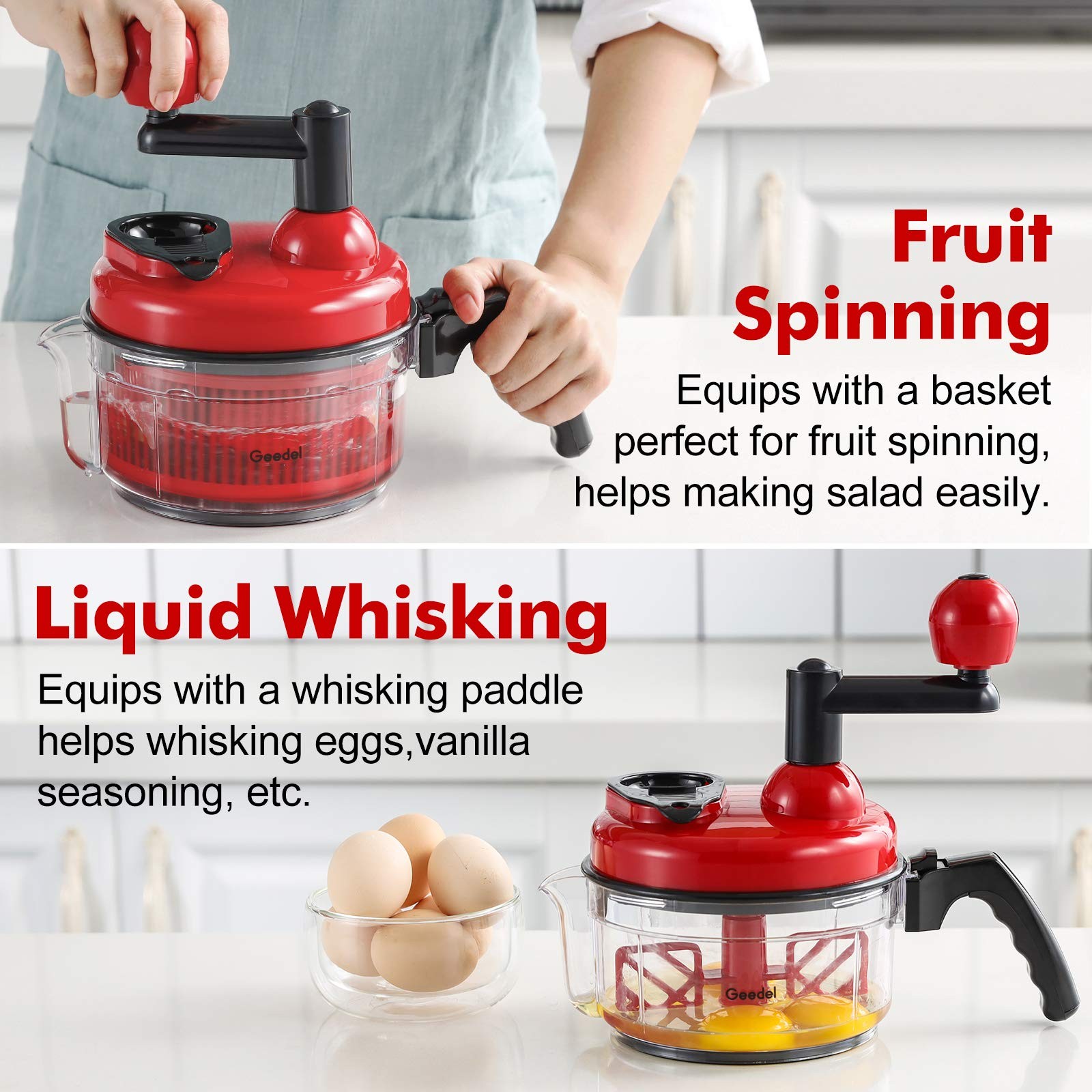 Hand Food Chopper, Quick Manual Vegetable Processor, Easy To Clean Rotary Dicer