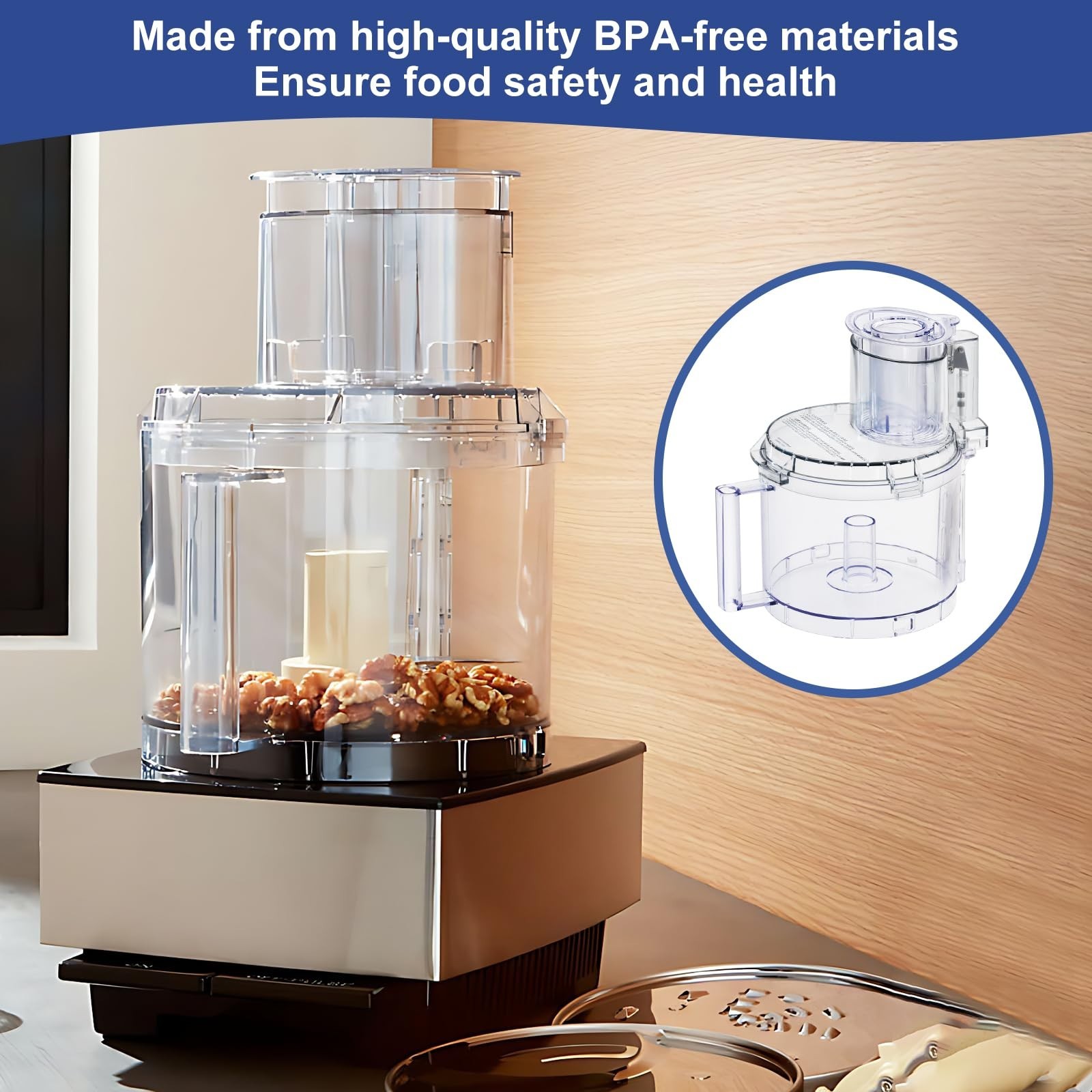 14-Cup Food Processor Work Bowl Kit Replacement with 4 Locking Tabs & Pusher