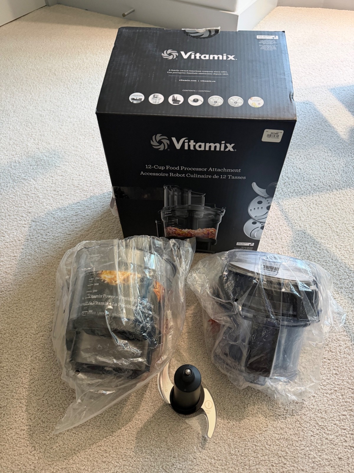Vitamix 12-Cup Food Processor Attachment Self Detect, BPA-Free, W/Blades NIB NEW
