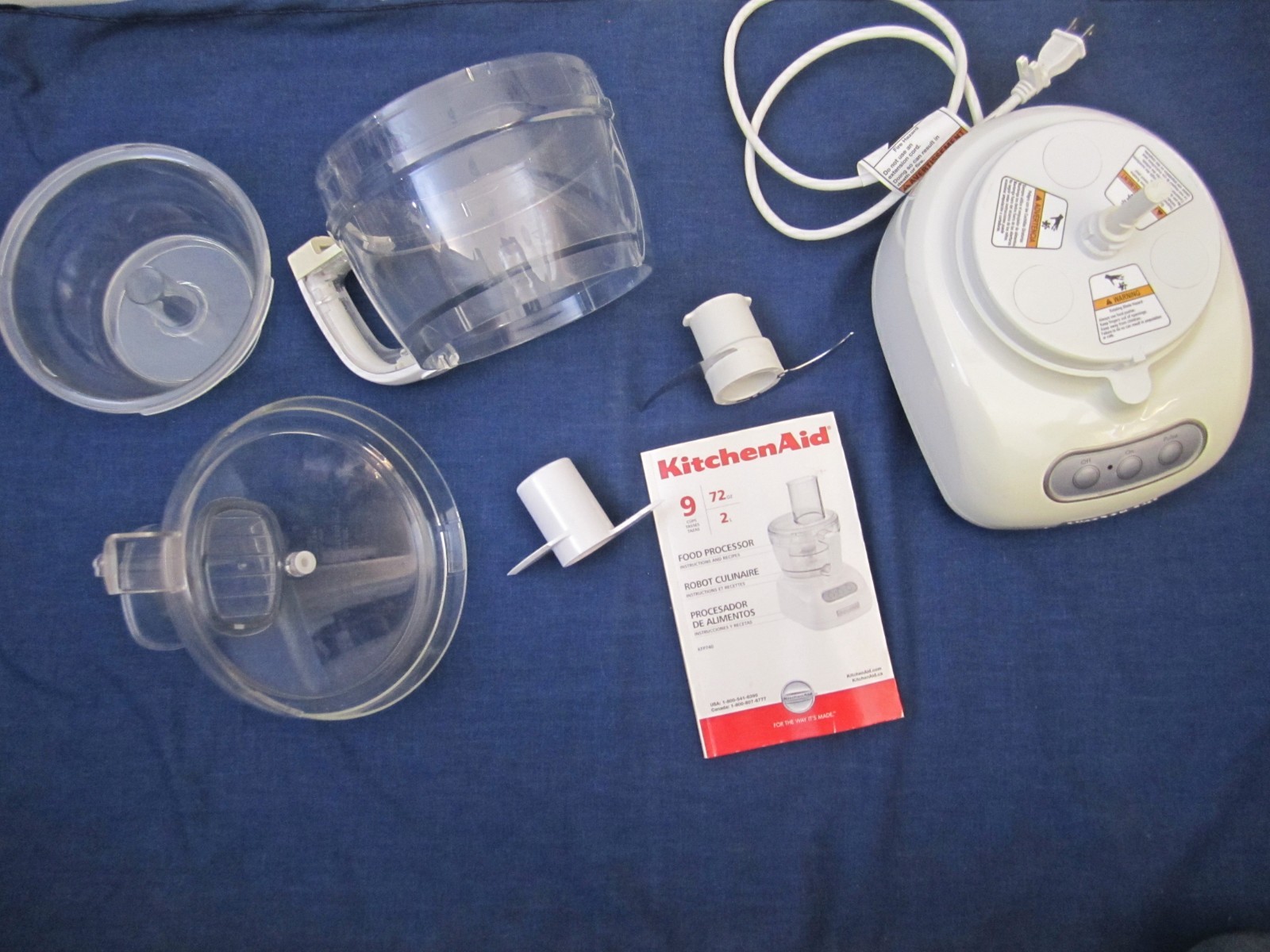 KitchenAid KFP740 WH1 Food Processor 9-Cup w/ Bowl, Blades, Manual FAST SHIPPING