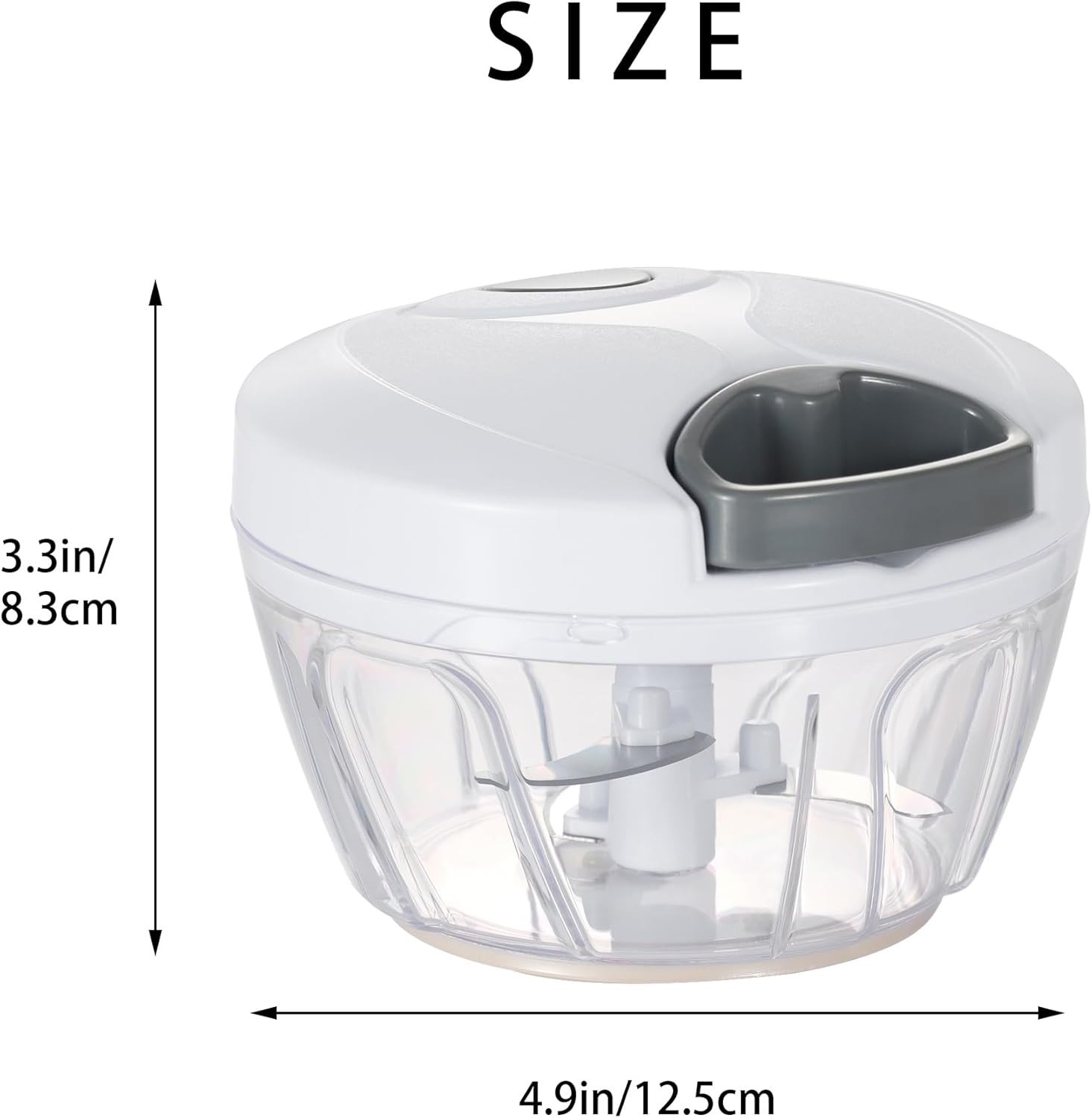500ml Portable Manual Food Processor – Effortless Veggie & Garlic Chopper, White