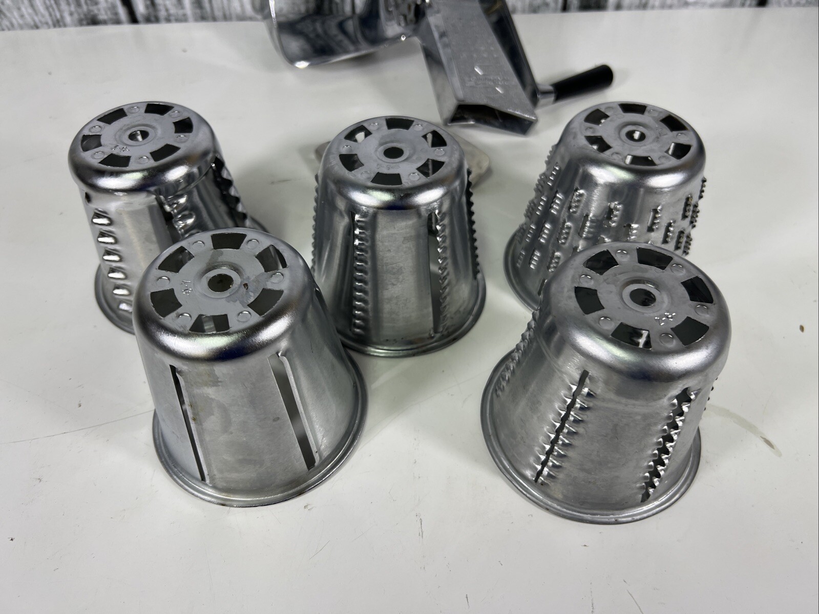 Saladmaster Food Processor Hand Crank Shredder Chopper Slicer 5 Cones NO STAND
