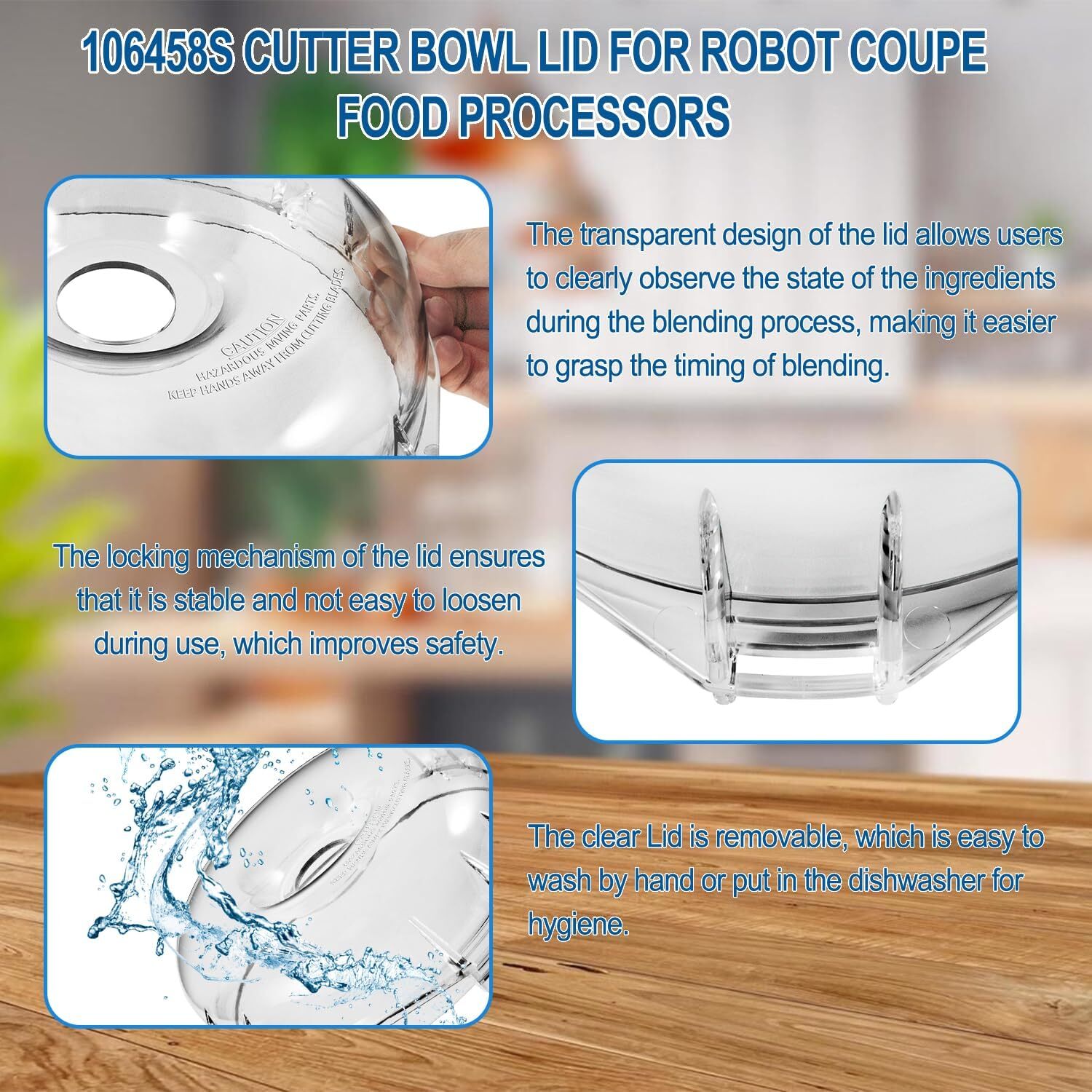 106458S Cutter Bowl Lid Replacament for Robot Coupe R100B R100BCLR R101B R2 R2B