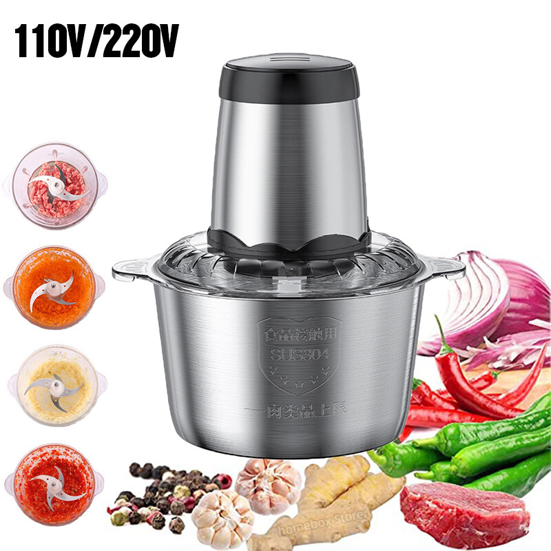 2L Electric Food Chopper Electric Stainless Steel Processor Meat Grinder Mixer
