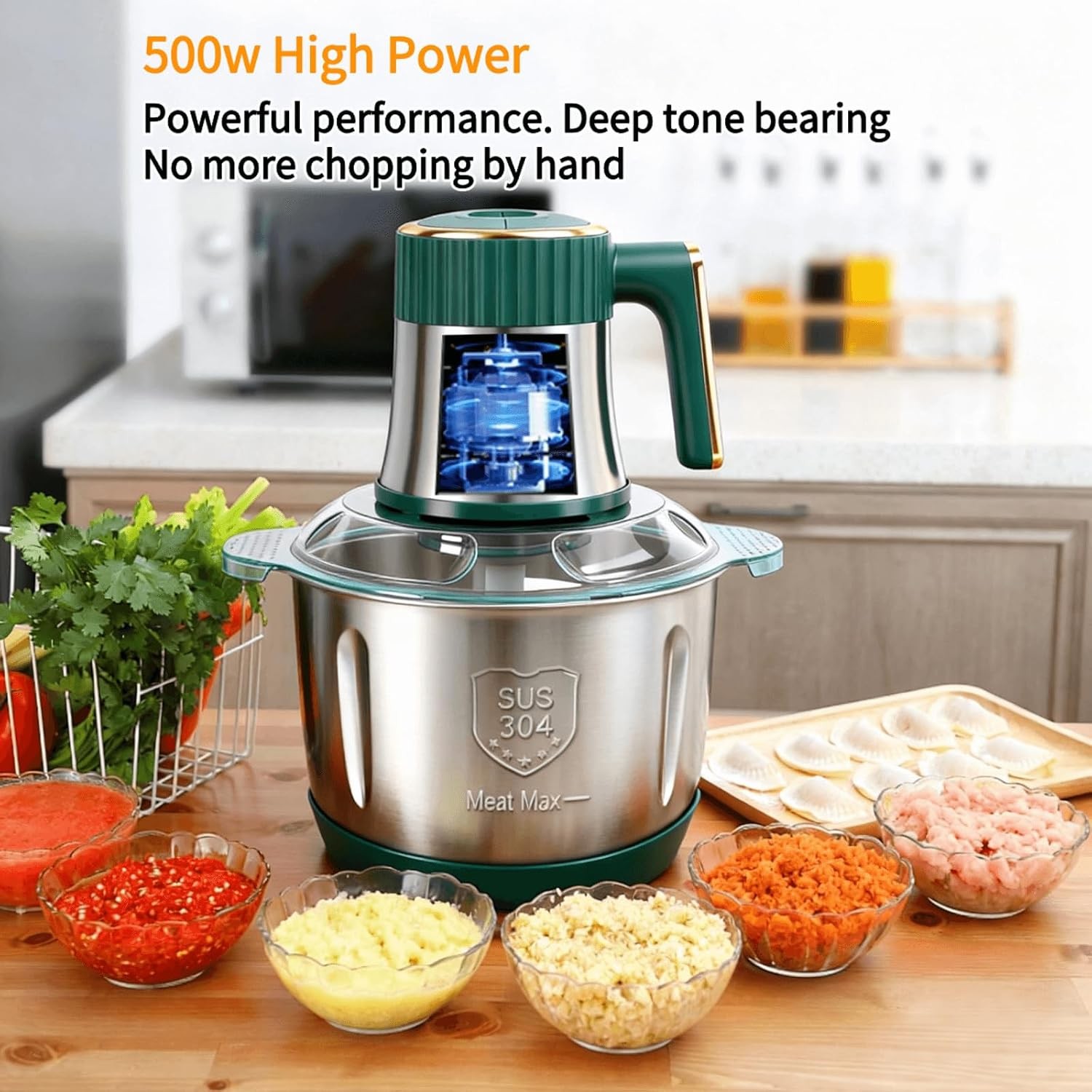 Food Processor 5-Speed Electric Food Chopper Meat Grinder 5L(20Cups W/ Two US