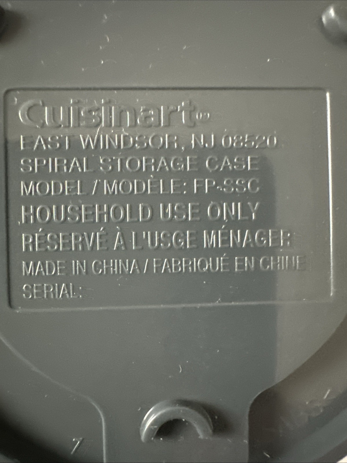 Cuisinart FP 11 13SC Blades & Accessories Storage Case Food Processor FP-11/12SC