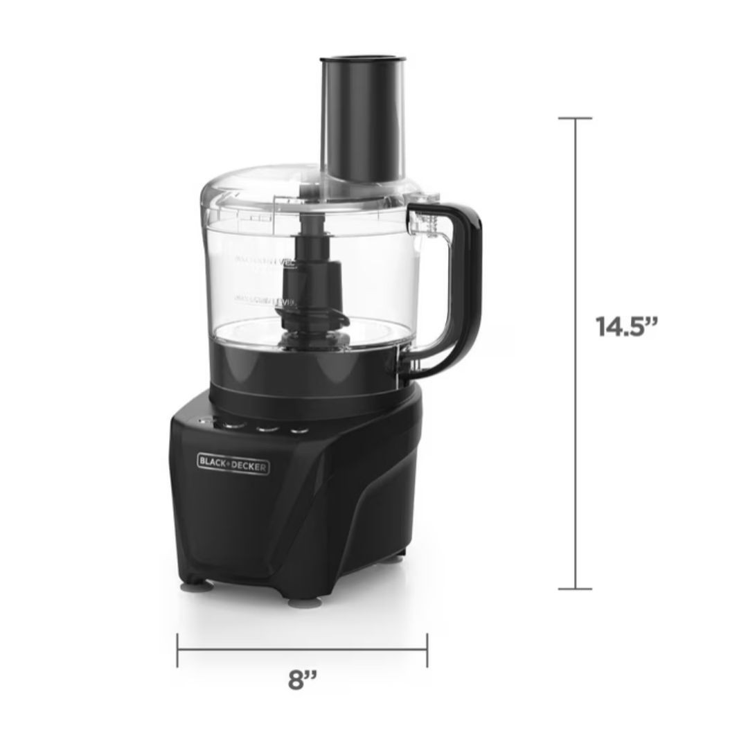 BLACK+DECKER Easy Assembly 8-Cup Food Processor, 850W, 2 Speeds + Pulse, Chop