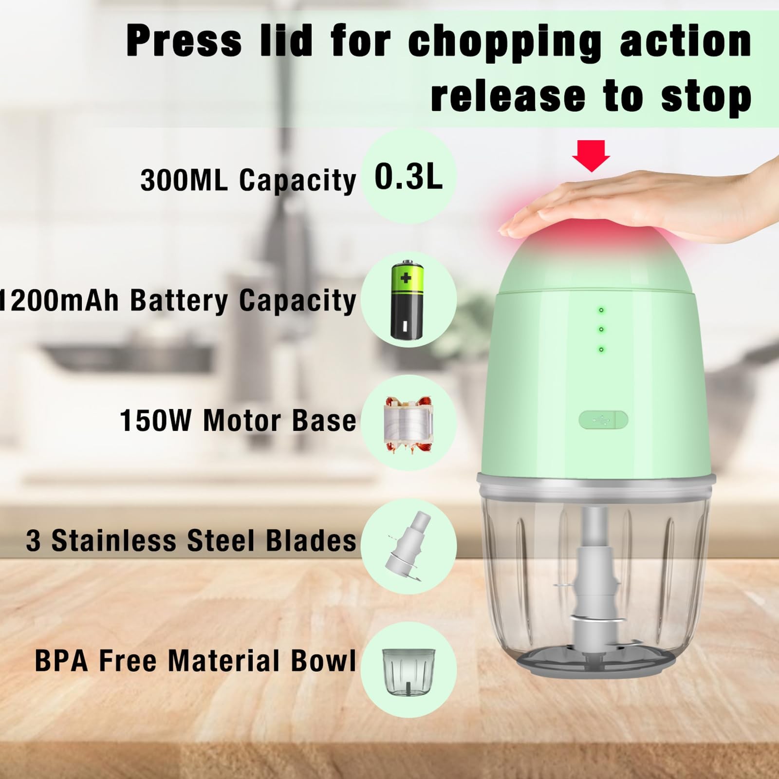 Food Processor – Cordless Mini Food Processor & Portable Small Food Chopper f…