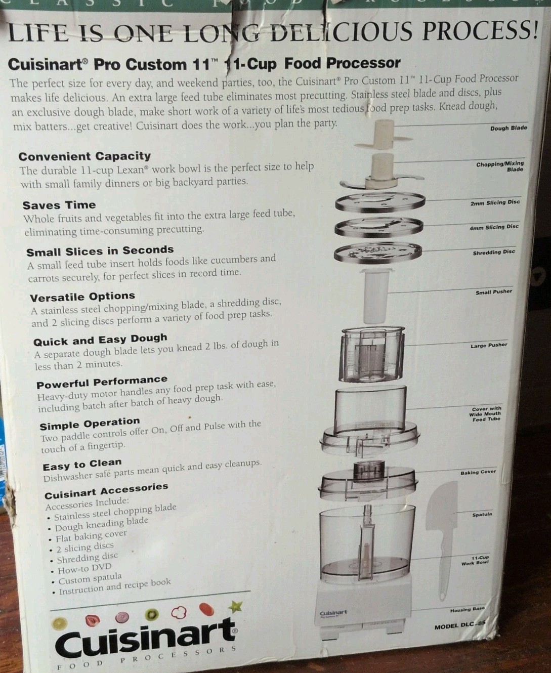 Cuisinart Food Processor Pro Custom 11 & Blades DLC-8S White New Open Box