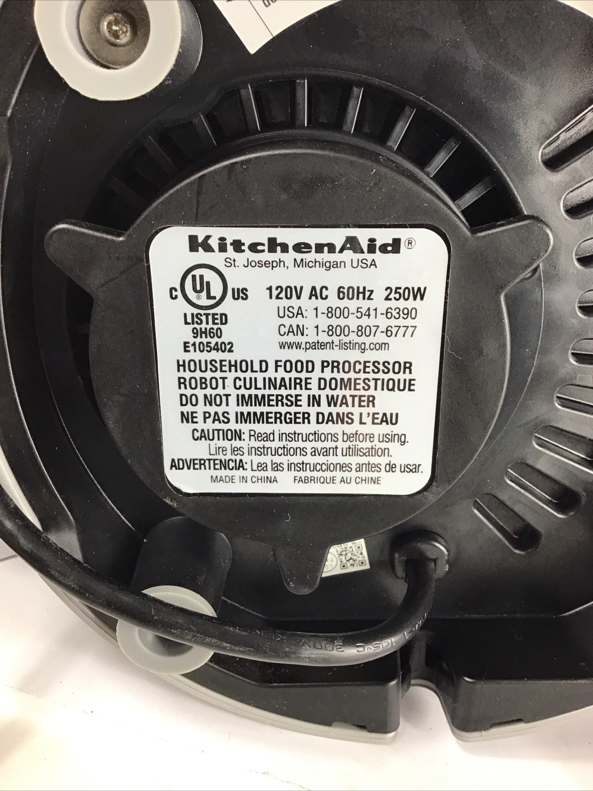 KitchenAid KFP0919CU 9C Food Processor – BASE ONLY – Silver – TESTED