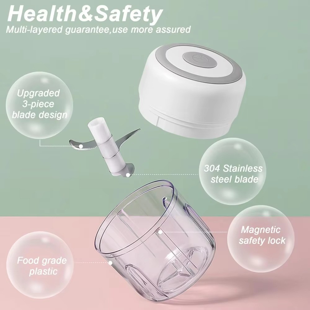Mini Food Chopper Electric Processor Blender Glass Mixer Garlic Spices Grinder