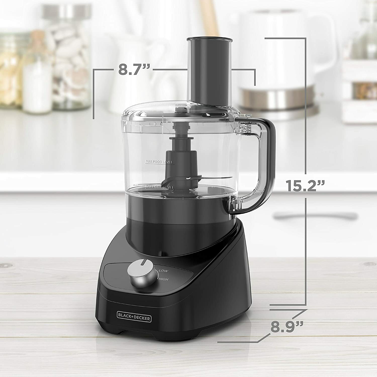 Black+Decker 3-in-1 Easy Assembly 8-Cup Food Processor, Black, FP4150B