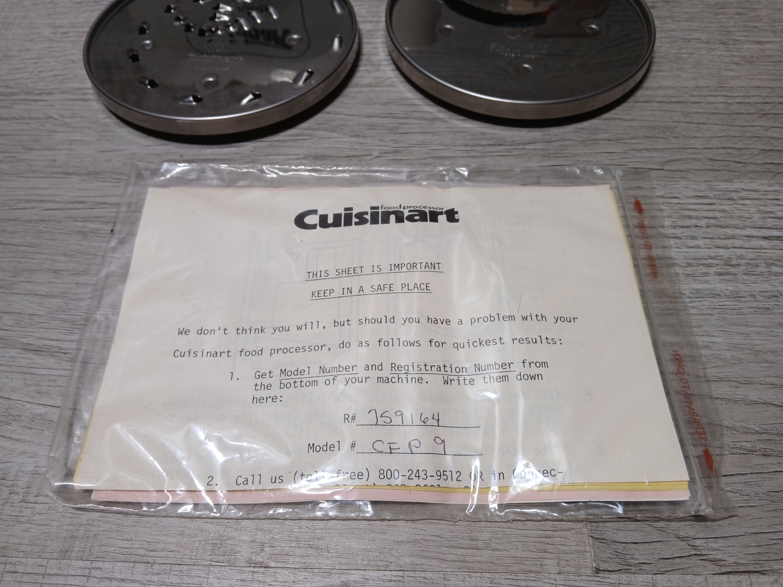 Cuisinart Pro Classic DLC-10S TX Food Processor Chute Pusher & Blades Lot CFP 9
