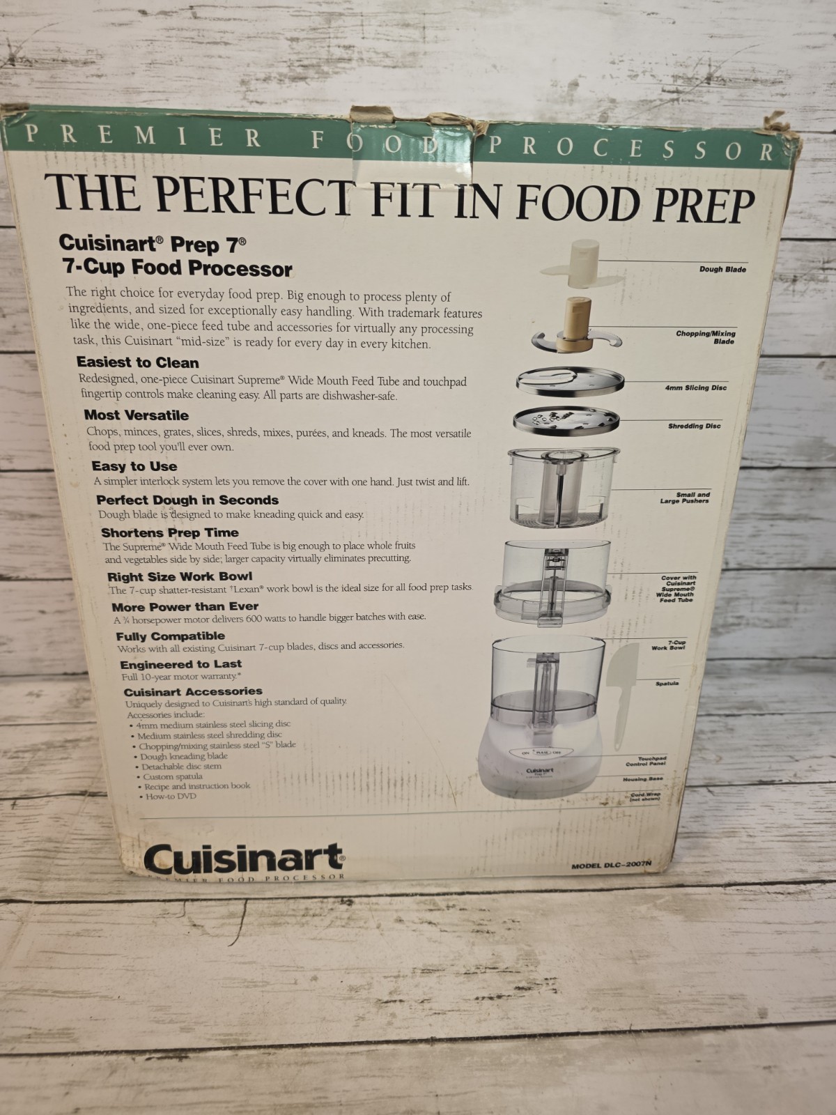 Cuisinart Prep 7 7-Cup 600W Food Processor Pulse Dishwasher-Safe White DLC-2007N