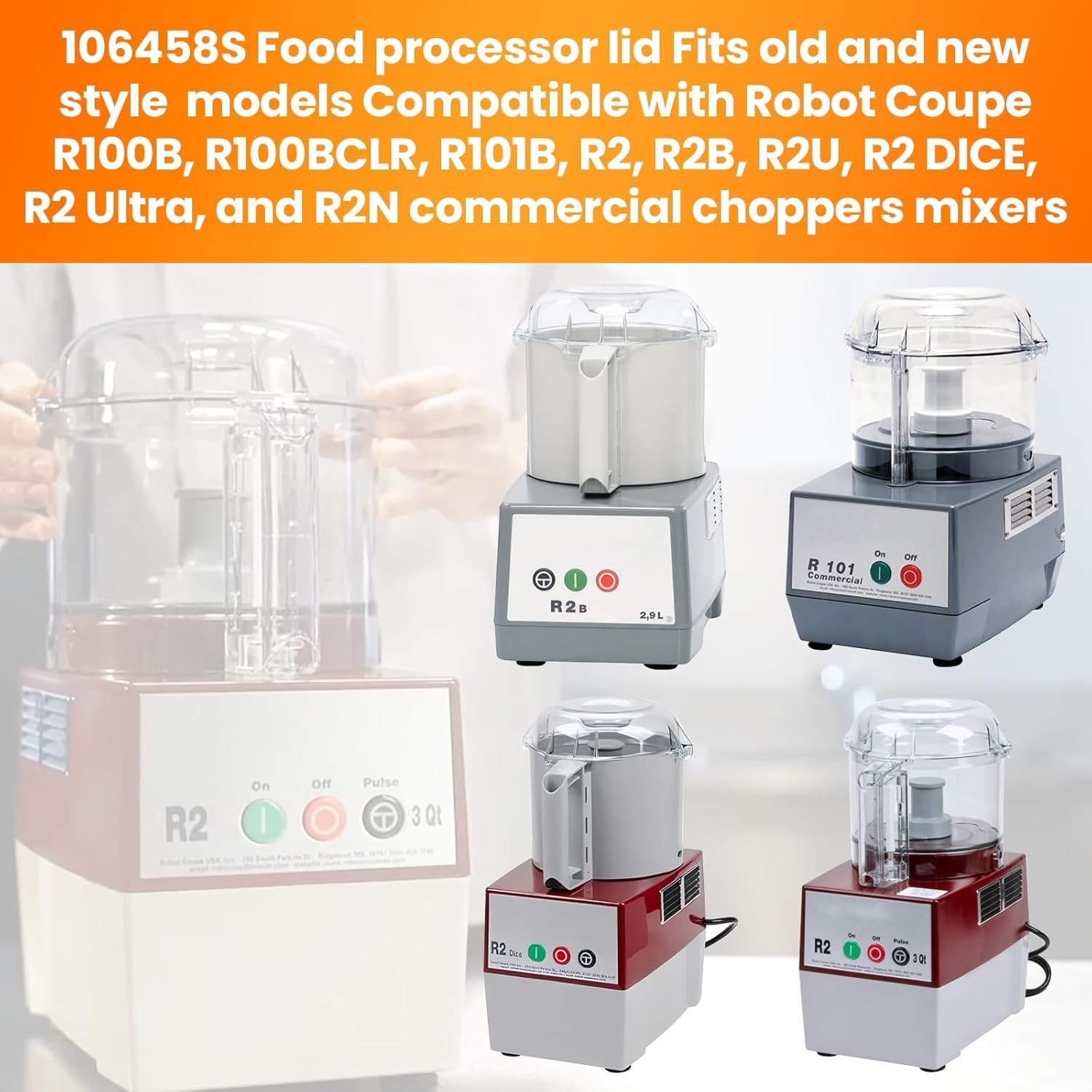 106458S Cutter Bowl Lid for Robot Coupe R2 R2N R2B R2 Dice R101B Food Processors