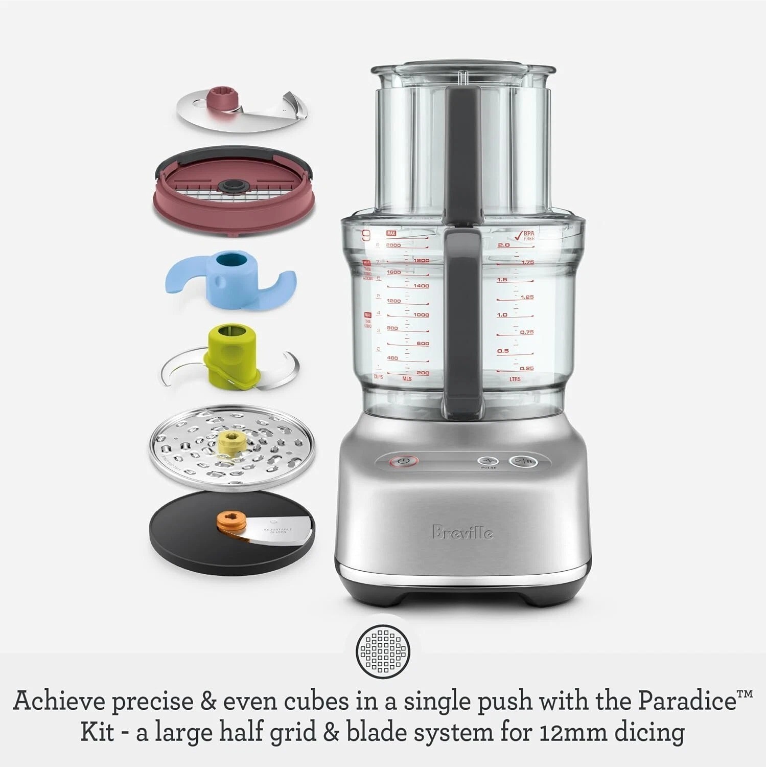 Paradice 9 Cup Food Processor and Dicer Small, Brushed Stainless Steel Authentic