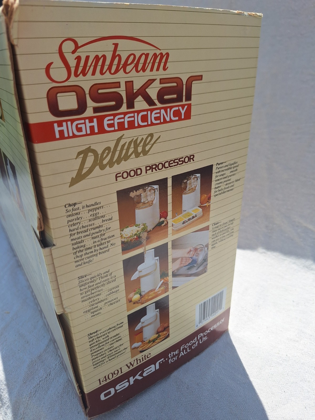 VTG 1987 Sunbeam Oskar Food Processor Deluxe High Efficiency White 14091 Bonus