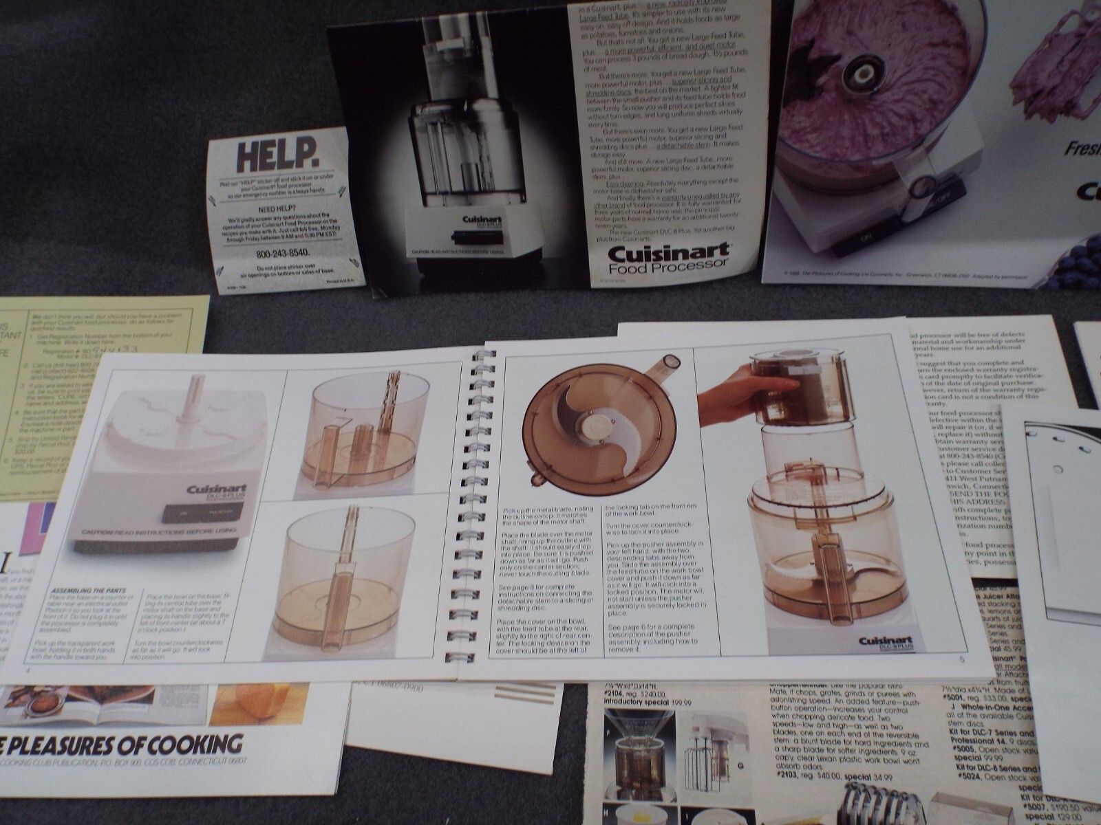 Cuisinart DLC-8 Food Processor Book Manual Instructions Blades Attachment Recipe