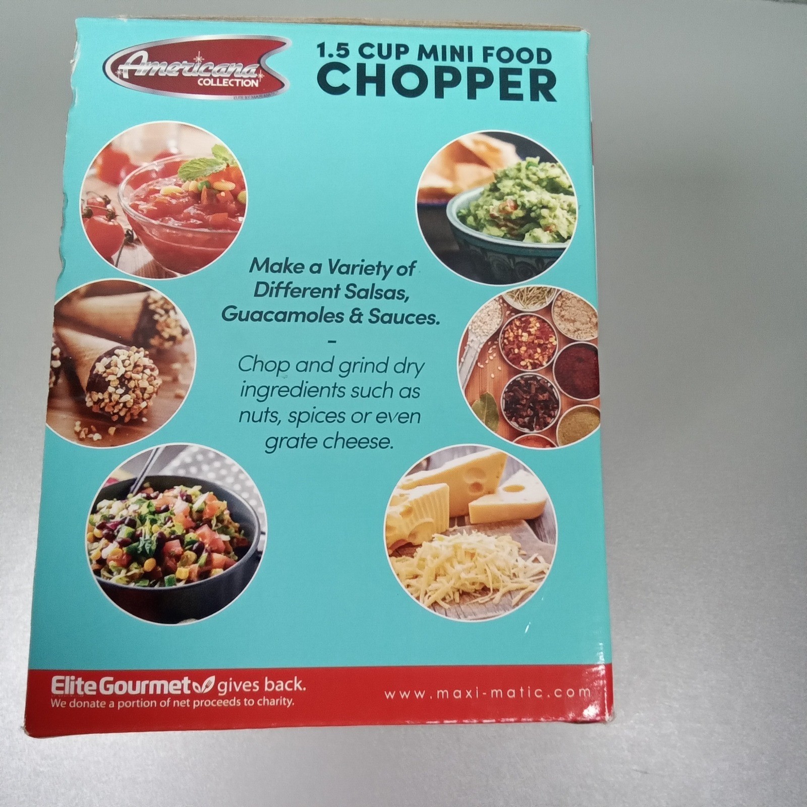 Americana Collection 1.5 Cup Mini Food Chopper Mint Blue EMC-001BL Elite Gourmet