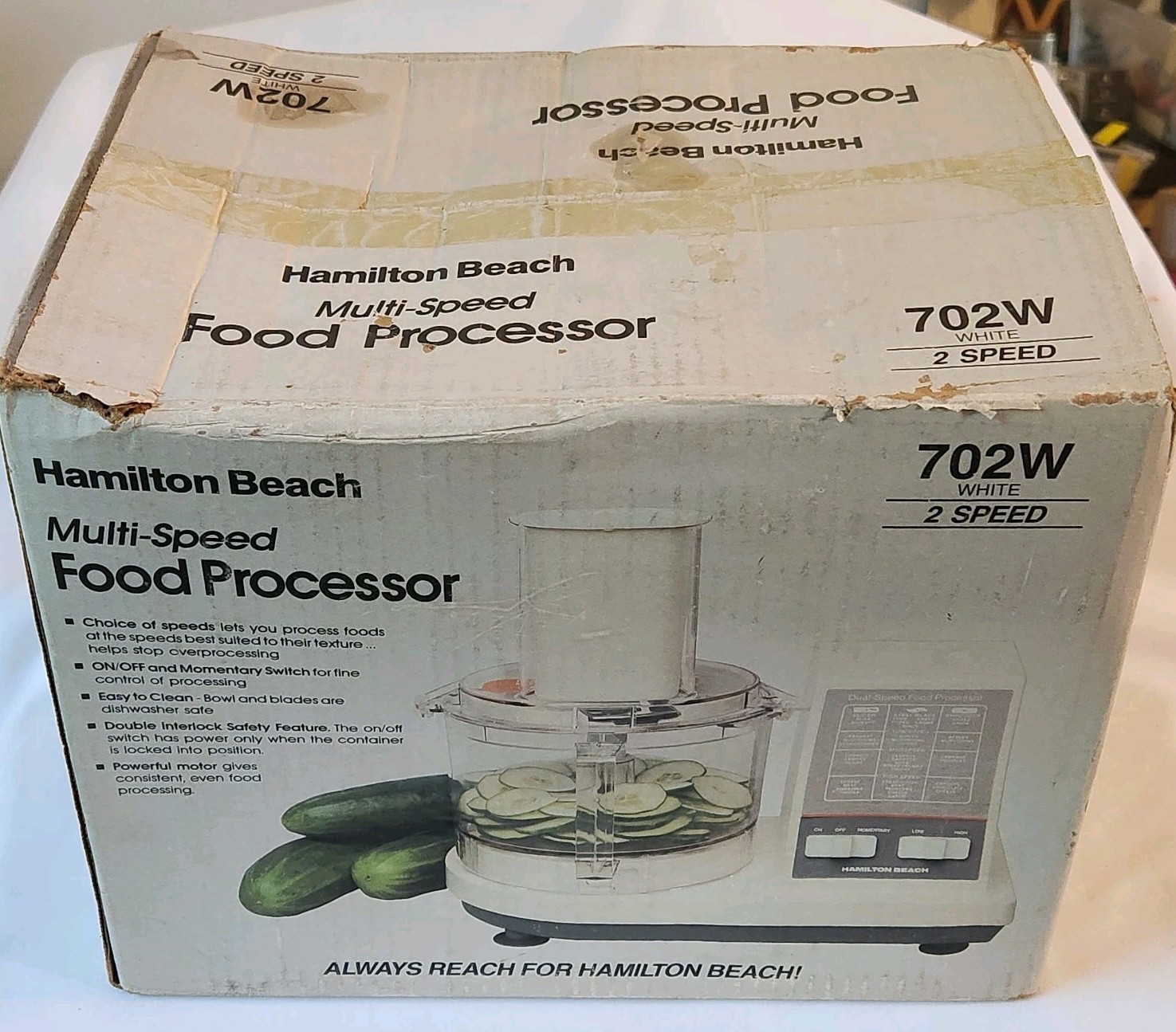 Vintage Hamilton Beach Multi-Speed Food Processor Model 702W New Open Orig. Box.